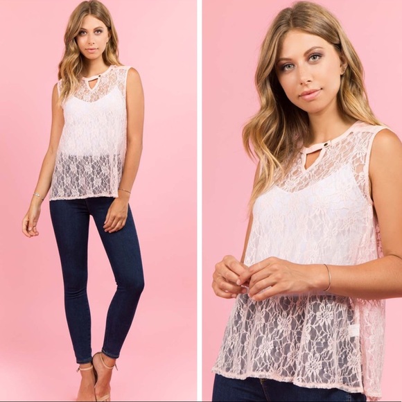 Rose Lacey Keyhole Tank Top - Picture 2 of 2